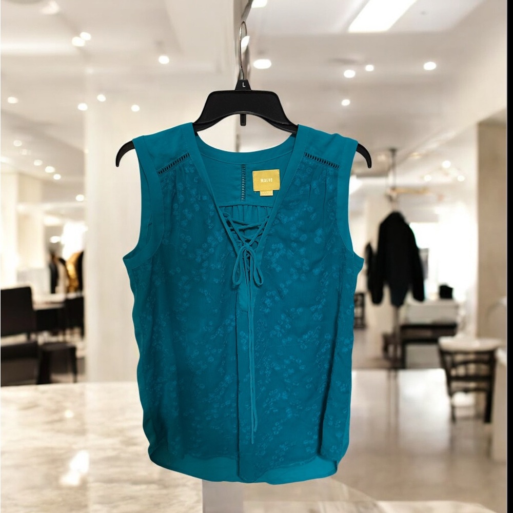MAEVE Max Studio Teal Lace-Up Tank Top